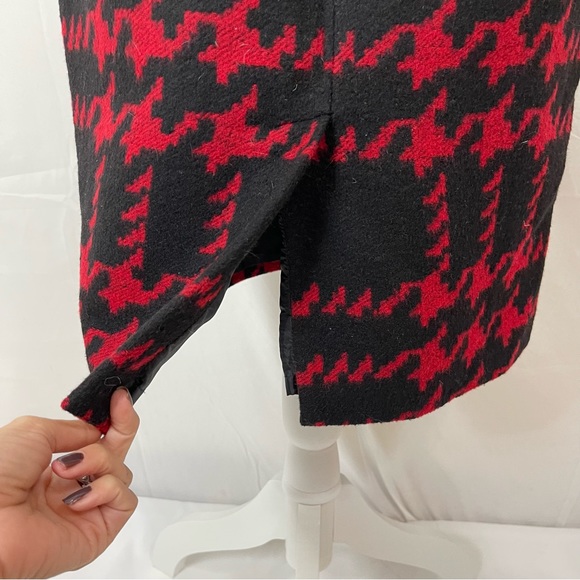 Talbots Red and Black Modern Houndstooth Pencil Skirt Wool Blend 8 - Picture 10 of 11